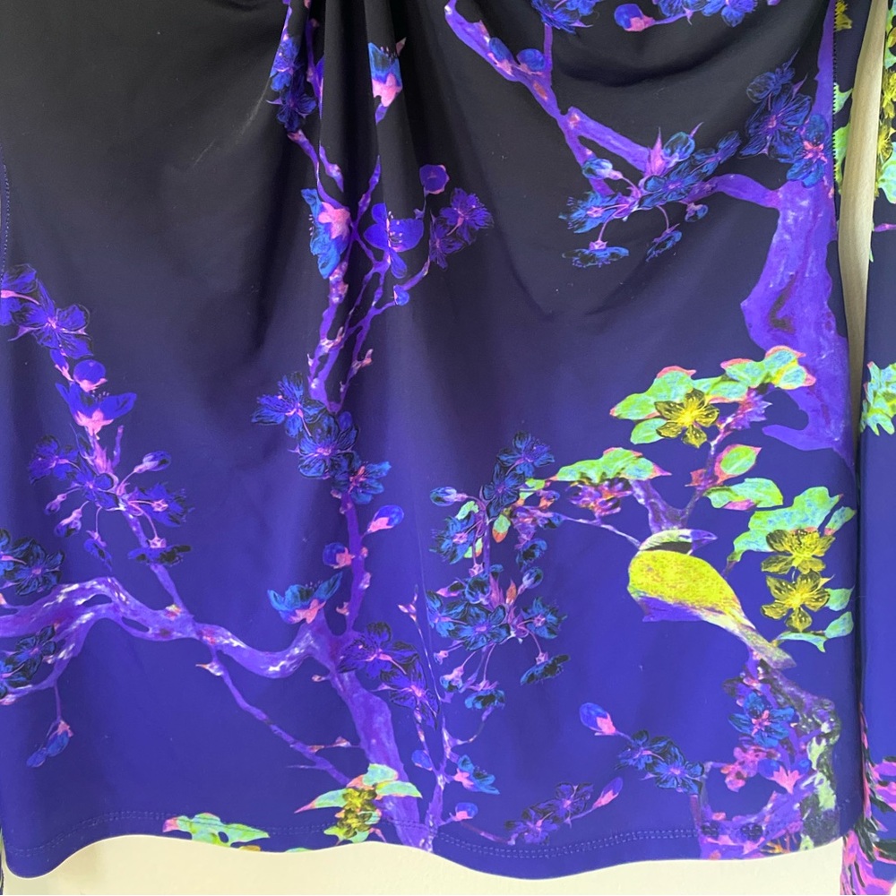 Roberto Cavalli Purple Floral Print Jersey Ruched Top - Picture 5 of 9